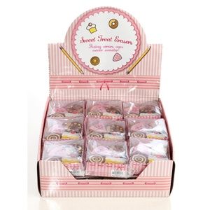 NEW Bulk Pack of 18 Sweet Treats Eraser Sets Party Favor Stocking Stuffer Art